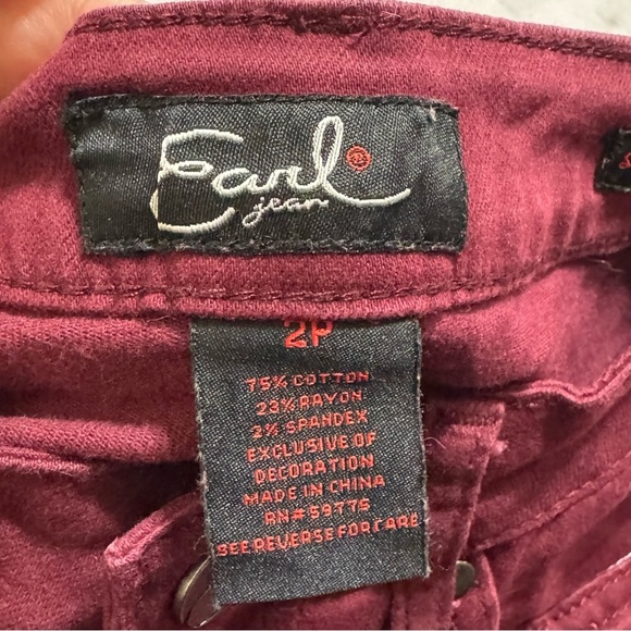 EARL JEANS “skinny ankle” fit Women’s  Burgundy Skinny Jeans size 2 GUC - Picture 7 of 16